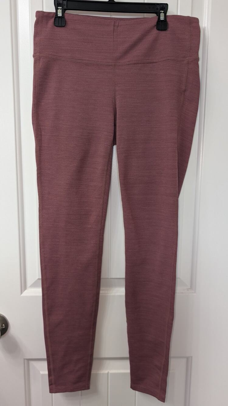 Athleta Solid Ankle Knit Leggings Pink Logo Accent Women's Regular Size M
